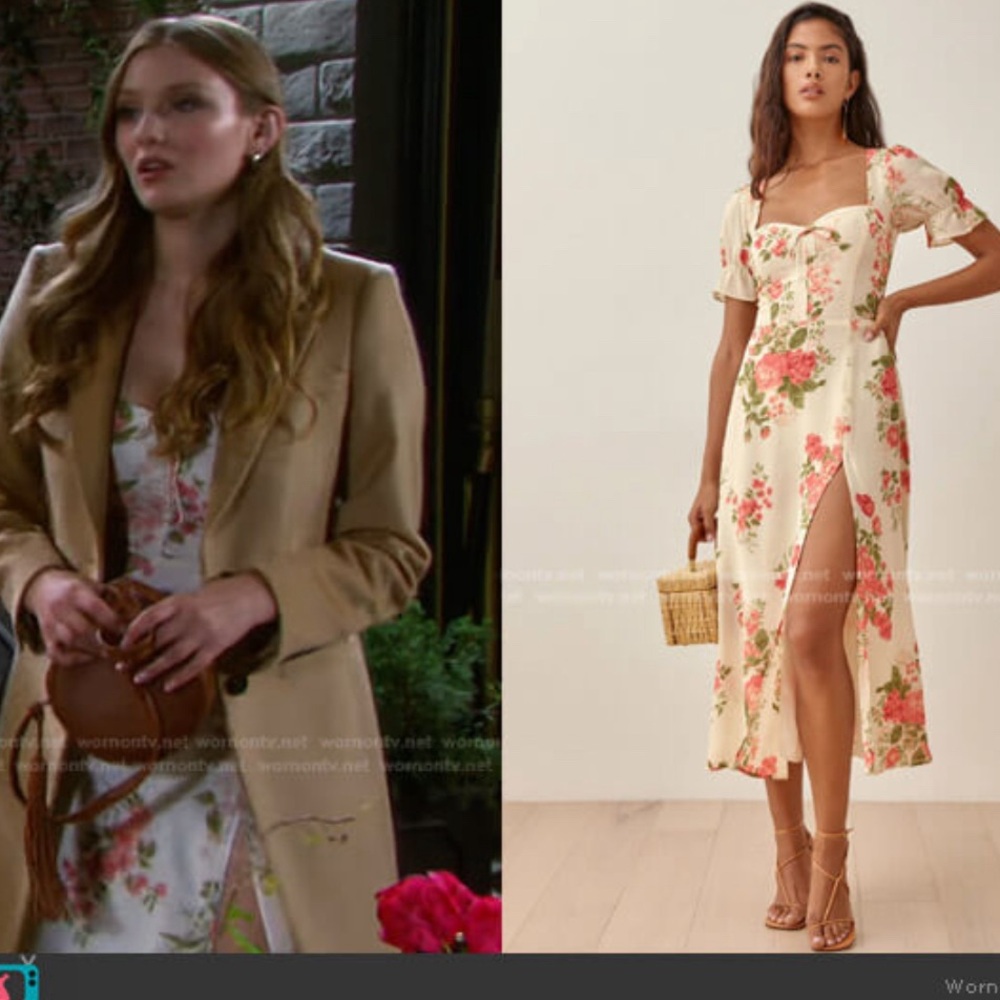 Reformation Floral Cream Dress